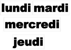 fiche avec des jours de la semaine en script