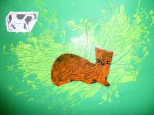 Arc-en-chat sur du vert