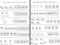 fiche de mathématiques pour associer une quantité à un chiffre jusqu'à 7