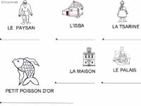 fiche d'écriture majuscule de noms issus du conte le petit poisson d'or