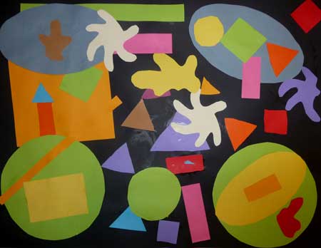 collage avec des formes géométriques inspiré de Matisse et Kandinsky