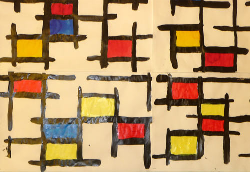 peinture à la manière de Mondrian à la peinture acrylique