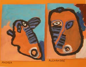 masques africain à la gouache à la manière de picasso