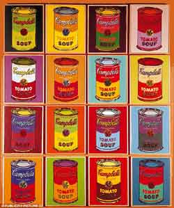 tableau d'Andy Warhol avec des boites de conserves