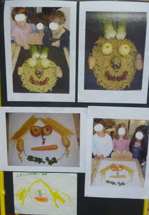 photos des portraits avec des pâtes et des légumes à la manière d'Arcimboldo