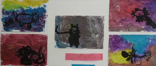 chats en peinture à l'école maternelle