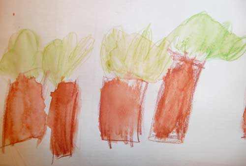 arbres à l'aquarelle faits par un enfant de maternelle