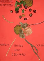 tableau avec des marrons et des feuilles