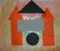 château en collage avec des formes géométriques inspiré de Paul Klee