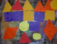 châteaux en collage avec des formes géométriques inspiré de Paul Klee