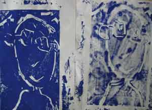 portrait en linogravure