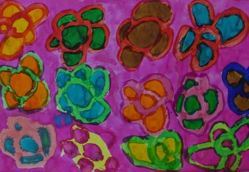 peinture de fleurs et acryliques