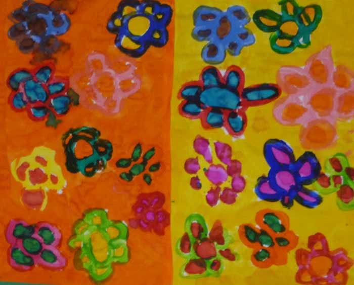 peinture de fleurs et acryliques