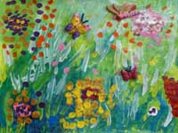 fleurs et papillons en peinture