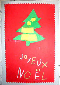 carte de Noël avec un sapin et marquée joyeux Noël