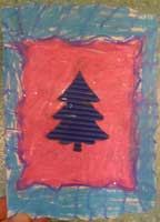 carte de Noël avec un sapin en carton ondulé