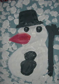  bonhomme de neige à la peinture gouache