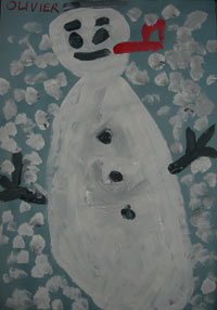  bonhomme de neige à la peinture gouache
