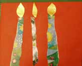 carte de Noël avec des bougies en papier déchiré