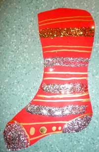 chaussette de noel rouge avec des paillettes