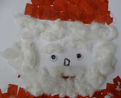 tête de Père-Noël avec coton et yeux mobiles