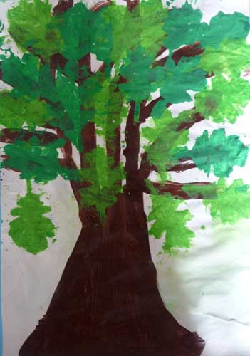 arbre en été en peinture