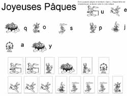 fiche pour suivre un code et écrire joyeuses Pâques