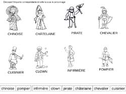 fiche sur des personnages pour faire correspondre des étiquettes en script avec des étiquettes en capitales d'imprimerie