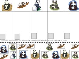 fiche de dénombrement pour dénombrer des pandas et en indiquer le nombre