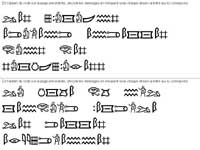 fiche de math avec un phrase en lettres egyptiennes à décoder