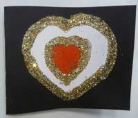 carte avec un coeur en paillettes