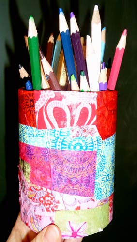 pot à crayons en décopatch