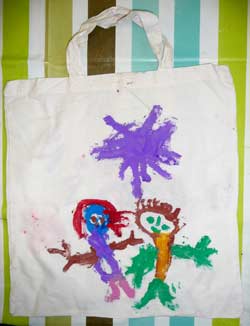 sac peint avec un personnage