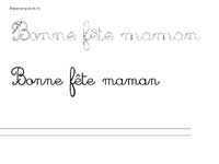 fiche pour écrire bonne fête maman en cursive