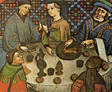 scène de repas au Moyen-Âge