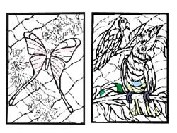 coloriage de papillon et d'oiseau