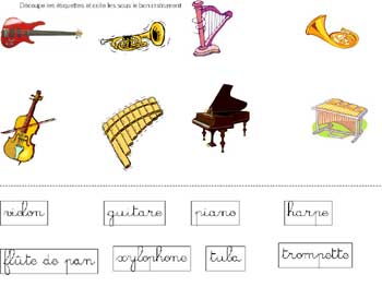 fiche de lecture sur les instruments de musique