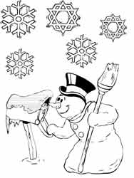 coloriage de bonhomme de neige et flocons