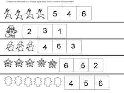 fiche de mathématiques pour associer des quantités à des chiffres jusqu'à 6