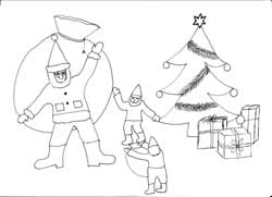 coloriage de Père-Noël et sapin