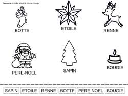 fiche de Noël de lecture pour reconnaitre 6 mots