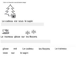 fiche de Noël de lecture pour recomposer 2 phrases