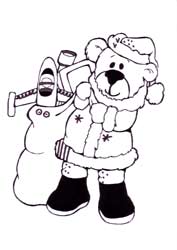 coloriage et graphismes de Noël un ours avec des jouets