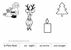 fiche de Noël de lecture pour reconnaitre des mots