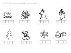 fiche de Noël de lecture pour dénombrer des syllabes