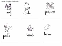 fiche pour écrire des mots en cursives sur Pâques