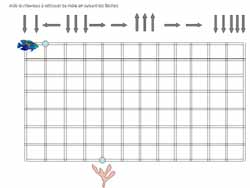 fiche pour suivre un chemin fléché sur un quadrillage avec un poisson