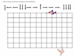 fiche pour suivre un chemin fléché sur un quadrillage avec un poisson