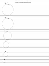 fiche avec ronds de plus en plus petits à faire entre deux lignes