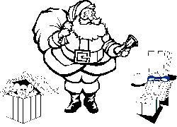 coloriage de Père-Noël et cadeaux